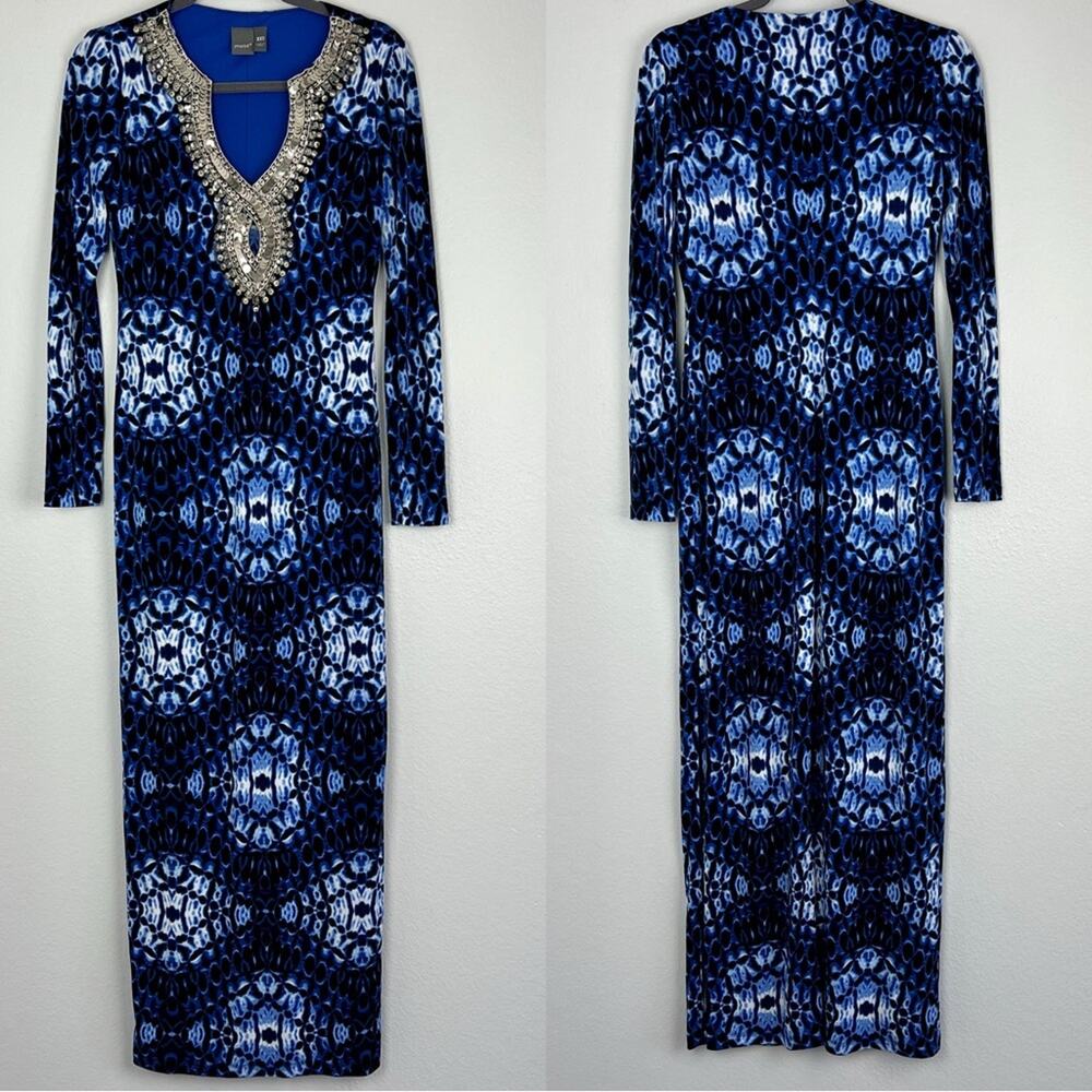 Muse | Boho Maxi Dress Vacation Dinner Resort Blue Sequined XXS